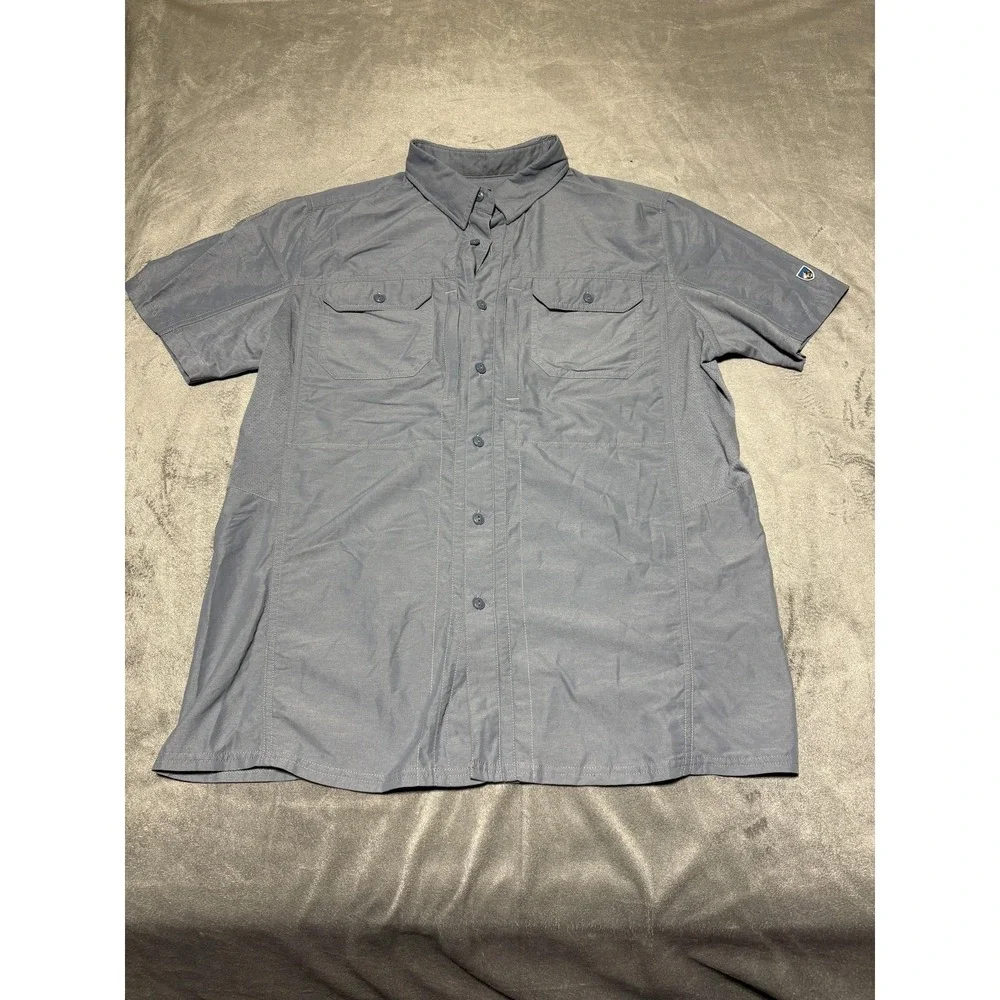 Kuhl Men Size M Blue Airspeed Short Sleeve Button Front Shirt 7194